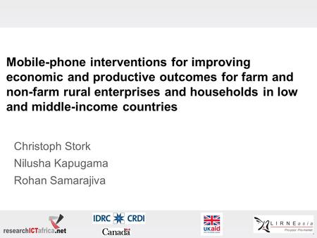 Mobile-phone interventions for improving economic and productive outcomes for farm and non-farm rural enterprises and households in low and middle-income.