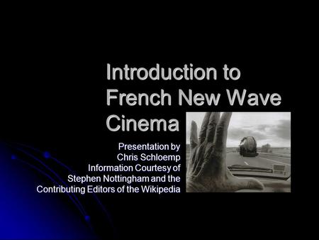 Introduction to French New Wave Cinema