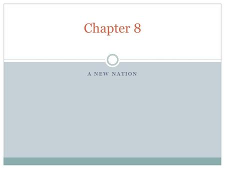 Chapter 8 A New Nation.