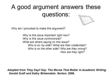 A good argument answers these questions: