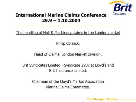 International Marine Claims Conference 29.9 –