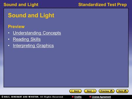 Sound and Light Preview Understanding Concepts Reading Skills