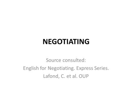 English for Negotiating. Express Series.