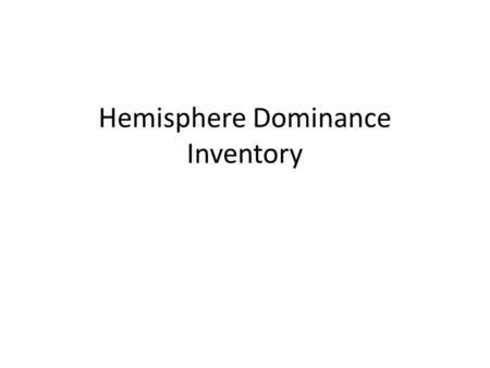 Hemisphere Dominance Inventory