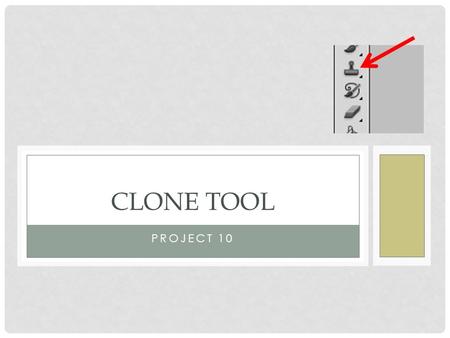 PROJECT 10 CLONE TOOL. PURPOSE Main use is to remove an undesired blemish from a picture by painting over with a sampled area.