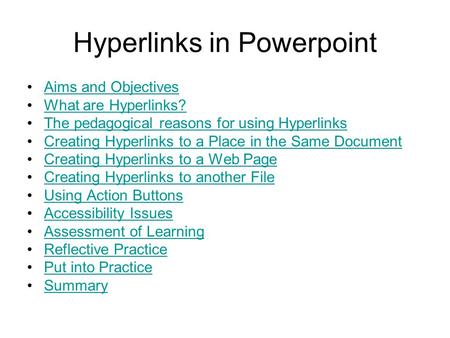 Hyperlinks in Powerpoint