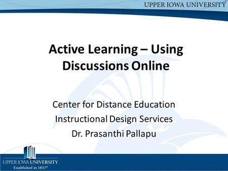 Active Learning – Using Discussions Online