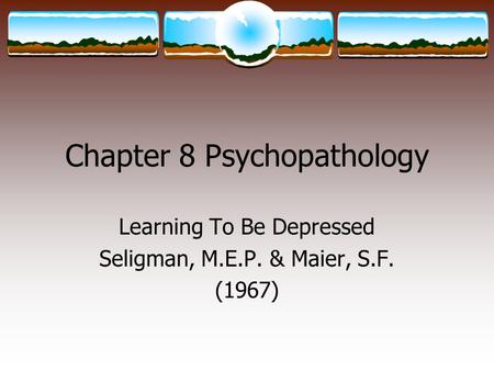 Chapter 8 Psychopathology