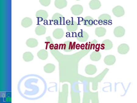 Parallel Process and Team Meetings. Parallel The organization is a living, growing, changing system with its own unique biology. It is therefore every.