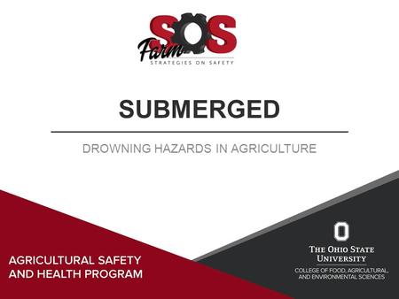 SUBMERGED DROWNING HAZARDS IN AGRICULTURE. Learning Objectives Identify drowning hazards on the farm Describe risk factors related to the hazards List.