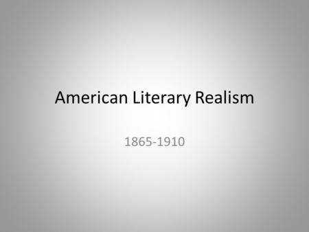 American Literary Realism