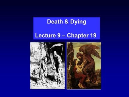 Death & Dying Lecture 9 – Chapter 19. “I don’t mind dying, I just don’t want to be there when it happens.” Woody Allen.