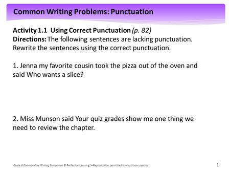 Activity 1.1  Using Correct Punctuation (p. 82)