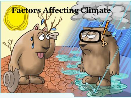 Factors Affecting Climate. Latitude How far north or south a place is on Earth can determine what type of climate it has Low latitudes – the area between.
