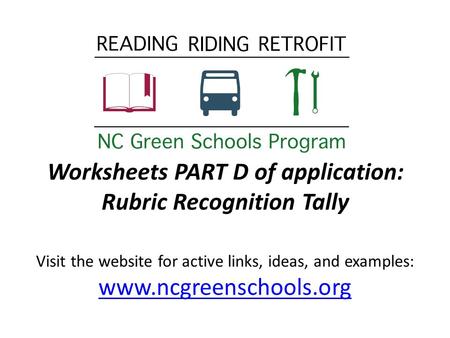 Worksheets PART D of application: Rubric Recognition Tally