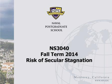 NS3040 Fall Term 2014 Risk of Secular Stagnation.
