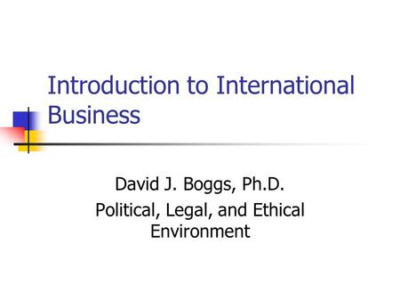 Introduction to International Business
