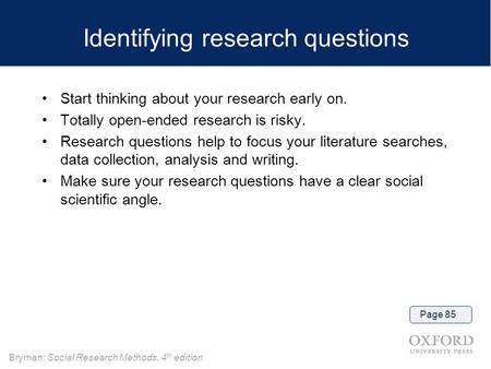 Identifying research questions