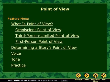 What Is Point of View? Omniscient Point of View Third-Person-Limited Point of View First-Person Point of View Determining a Story’s Point of View Voice.