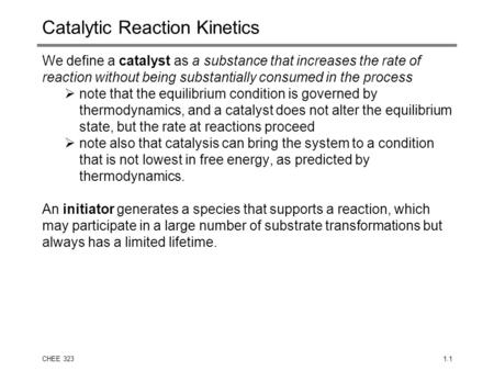 Catalytic Reaction Kinetics