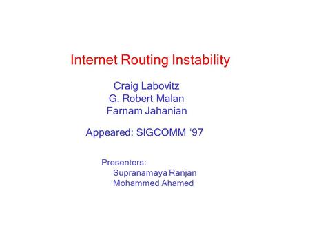Internet Routing Instability