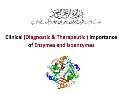 Objectives List the clinically important enzymes and isoenzymes.