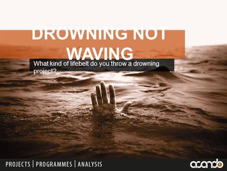 What kind of lifebelt do you throw a drowning project? DROWNING NOT WAVING.