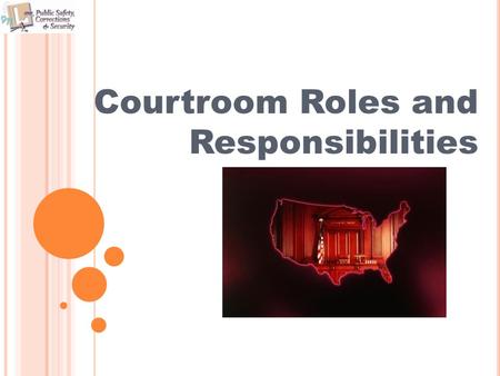 Courtroom Roles and Responsibilities. OBJECTIVES The student will be able to: Identify career opportunities in the court systems. Examine the roles of.