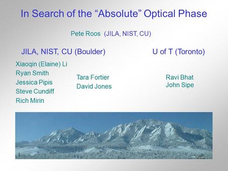In Search of the “Absolute” Optical Phase