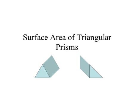 Surface Area of Triangular Prisms. Definition: The sum of the areas of all of the faces of a three-dimensional figure. Ex. How much construction paper.