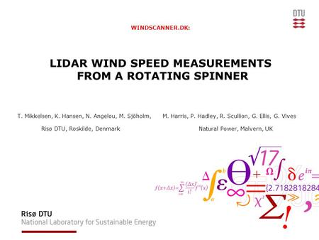 WINDSCANNER.DK: LIDAR WIND SPEED MEASUREMENTS FROM A ROTATING SPINNER