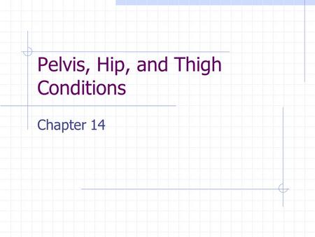 Pelvis, Hip, and Thigh Conditions Chapter 14. Pelvis Sacrum Coccyx Innominate bone Ilium Ischium Pubis Collectively protect the inner organs, bear weight,