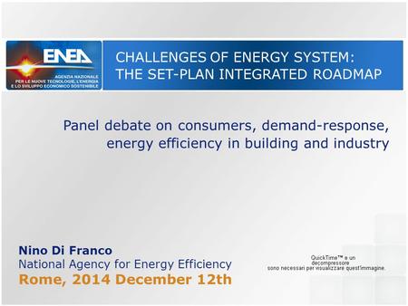 CHALLENGES OF ENERGY SYSTEM: THE SET-PLAN INTEGRATED ROADMAP Panel debate on consumers, demand-response, energy efficiency in building and industry Nino.