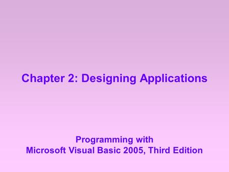 Chapter 2: Designing Applications