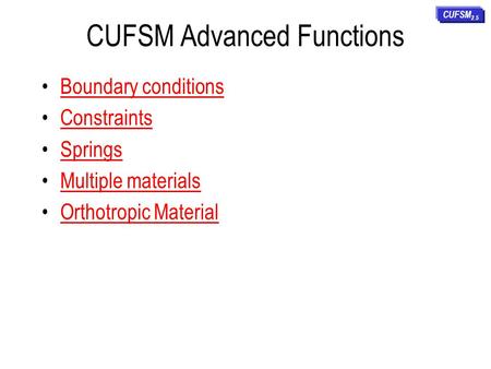CUFSM Advanced Functions