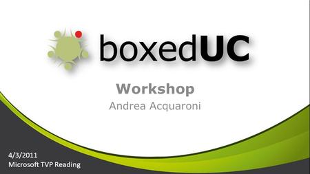 Workshop Andrea Acquaroni 4/3/2011 Microsoft TVP Reading.