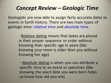 Concept Review – Geologic Time