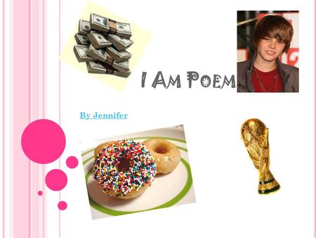 I A M P OEM By Jennifer. I A M I am athletic and creative I wonder why the water is blue I hear whispers when I am alone I see a world made of doughnuts.