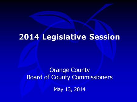 2014 Legislative Session Orange County Board of County Commissioners May 13, 2014.