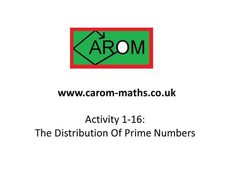 Activity 1-16: The Distribution Of Prime Numbers www.carom-maths.co.uk.