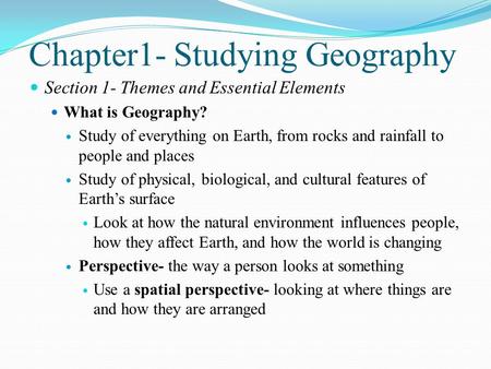 Chapter1- Studying Geography