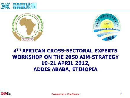 Commercial in Confidence 1 4 TH AFRICAN CROSS-SECTORAL EXPERTS WORKSHOP ON THE 2050 AIM-STRATEGY 19-21 APRIL 2012, ADDIS ABABA, ETIHOPIA.