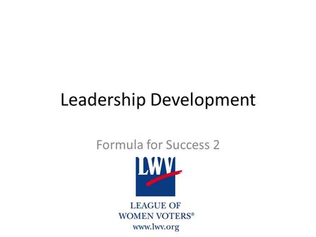Leadership Development Formula for Success 2.