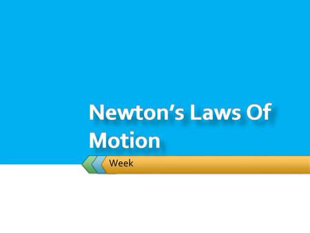 Week.  Student will:  Study the effects of forces on objects though  Newton’s First Law of Motion  Law of Inertia  Newton’s Second Law  Newton’s.
