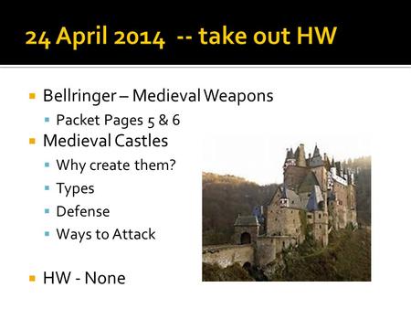 24 April take out HW Bellringer – Medieval Weapons