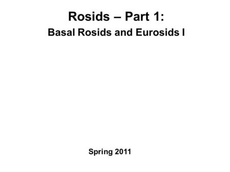 Rosids – Part 1: Basal Rosids and Eurosids I Spring 2011.