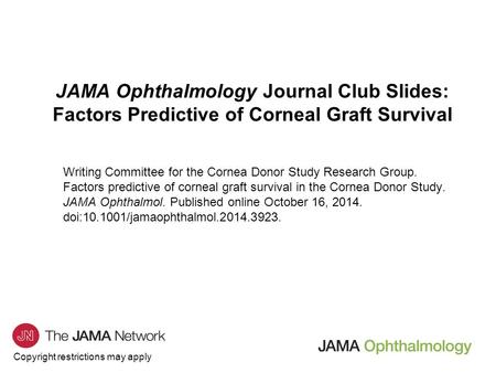 Writing Committee for the Cornea Donor Study Research Group