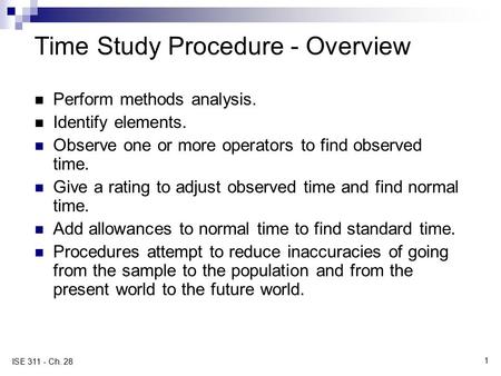 Time Study Procedure - Overview