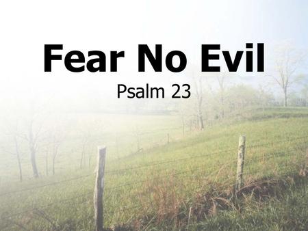 Fear No Evil Psalm 23. Nothing to Fear? war falling markets terrorism Job loss homelessness Loss of family, friends loneliness Insignificance Loss of.