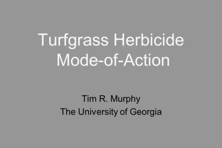 Turfgrass Herbicide Mode-of-Action Tim R. Murphy The University of Georgia.